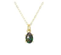 HARSHALI GEMS Collier en opale noire, pendentif opale de feu, bijou pierre de naissance d'octobre, collier fantaisie en opale véritable, pendentif en forme de goutte avec chaîne, pierre précieuse