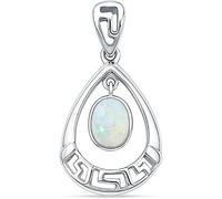 HARSHALI GEMS Pendentif en argent sterling 925 véritable opale blanche de forme ovale - Pierre de naissance du mois d'octobre certifiée
