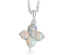 HARSHALI GEMS Pendentif en argent sterling avec opale ronde naturelle de 3,5 mm, pierre précieuse, opale