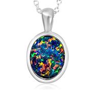 HARSHALI GEMS Pendentif en forme de goutte d'eau certifiée naturelle de 5,25 carats australienne noire fabriquée à la main en argent sterling 925 pour homme et femme, 45,7 cm, opale