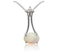 HARSHALI GEMS Pendentif opale blanche naturelle en argent sterling 925, pierre précieuse, opale