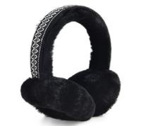 Harssidanzar Cache-oreilles d'hiver pour femmes, cache-oreilles en mouton retourné pliable, cache-oreilles d'extérieur HL304EU,Noir
