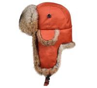 Harssidanzar Chapka imperméable Bomber Hat Hiver Chaleur Lapin Fourrure Doublure Chapeau de trappers Russe Ushanka Aviateur Hommes Femmes CU606EU, Rouge Rouille, Taille M