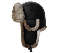 Harssidanzar Chapka imperméable Bomber Hat Hiver Chaleur Lapin Fourrure Doublure Chapeau de trappers Russe Ushanka Aviateur Hommes Femmes CU606EU, Noir, Taille L