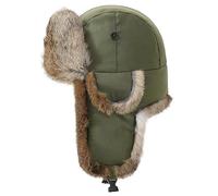 Harssidanzar Chapka imperméable Bomber Hat Hiver Chaleur Lapin Fourrure Doublure Chapeau de trappers Russe Ushanka Aviateur Hommes Femmes CU606EU, Vert Militaire, Taille M