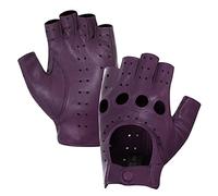 Harssidanzar Femme Demi Doigts Gant, Femme Gants De Conduite En Cuir Sans Doigts Peau De Mouton non doublé GL012,violet,taille S