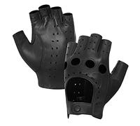 Harssidanzar femme Gants de conduite en cuir sans doigts peau de mouton, doublure simple demi-doigt GL012,noir,taille XS