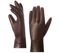 Harssidanzar Femmes Gants De Luxe En Cuir Italien Agneau Doublés De Cachemire GL006, Selle, L