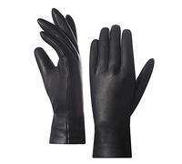 Harssidanzar Femmes Gants En Cuir Italien Agneau Doublés De Cachemire, Noir, M