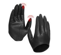 Harssidanzar Gants courts en cuir de mouton retourné pour femme avec écran tactile non doublé GL011,Noir,taille L