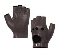 Harssidanzar Gants de conduite en cuir à demi-doigt sans doigts pour hommes, mise à niveau sans doublure en peau d'agneau GM032EU,Marron,taille S