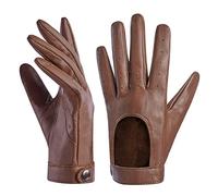 Harssidanzar Gants de Conduite pour Femme,Gants en Cuir pour Robe en Peau de Mouton Fine Non doublés KL021,Cognac,Taille S
