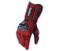 Harssidanzar Gants de Moto en Cuir pour Hommes et Femmes,Gants de Protection des articulations en Fibre de Carbone pour Sports motorisés KM045,Sang de Boeuf/Noir,Taille XL