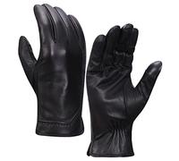 Harssidanzar Gants en cuir pour hommes, gants d'hiver en cuir de chèvre, écran tactile GM040EU, Noir, taille M