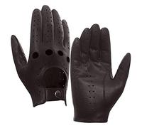 Harssidanzar Hommes Gants De Conduite en Cuir en Peau De Chèvre, Marron, L