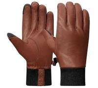 Harssidanzar Hommes Gants en cuir doublés de laine résistant au froid, gants à écran tactile en peau de chèvre chauds pour l'hiver HM002EU,Selle,Taille M