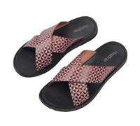 Harssidanzar Hommes slip up sandales,été Vintage imprimé Speed Dry Cross slip-up sandales KM238EU,Marron,taille 42