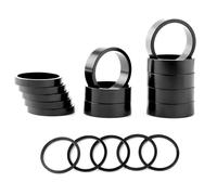 Harssiney Spacer Lot de 18 espaceurs de vélo 1 1/8", potence d'espacement, en alliage d'aluminium, potence d'espacement, convient pour potence 1 1/8", pour VTT, BMX, VTT, vélo 2 mm, 5 mm, 10 mm (noir)