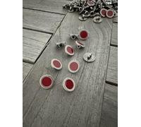 Hartmann Buttons Charming Small Argent avec boutons en métal vert ou rouge Petits boutons à tige 13 mm (Lot de 10) (Rouge)