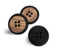 Hartmann-Knöpfe 10 Pièces Boutons en Bois Peints en Noir Boutons en Bois d'Olivier Véritable 4 Trous (14 mm)