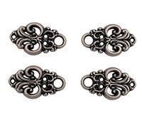 Hartmann-Knöpfe Lot de 4 (2 paires) de jolis crochets pour corset Dirndl, corsage, corsage, argent vieilli en métal, à coudre 25 x 15 mm