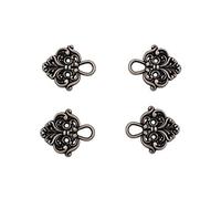 Hartmann-Knöpfe Lot de 4 (2 paires) de jolis crochets pour corset Dirndl, corsage, corsage, argent vieilli en métal, à coudre 22 mm x 20 mm