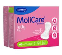 MoliCare Lady Pad 2 Drops Discreet Lot de 12 serviettes d'incontinence pour femme avec faiblesse vésicale légère, neutralisant les odeurs, protection supplémentaire contre les fuites, protection