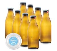 Hartmut Bauer e.K. Lot de 8 Bouteilles de Lait avec Bouchon à Visser Marron 1 l