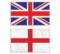 Harts Lot de 2 drapeaux britanniques Union Jack et croix de St George, drapeaux d'Angleterre, rouge, blanc, bleu, intérieur et extérieur avec œillets, drapeaux nationaux de Grande-Bretagne avec