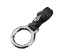 Harts Porte-clés mousqueton en métal avec sangle en cuir synthétique pour télécommande de voiture, longueur 8 cm, diamètre anneau de 36 mm, noir
