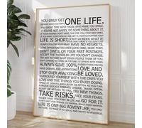 Haruhiart Poster « You Only Get One Life » - Art mural moderne avec citations inspirantes en noir et blanc - Pour salon, chambre à coucher - 40,6 x 61 cm - Sans cadre