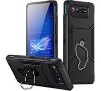 HARUINO Étui pour ASUS ROG Phone 6 Coque ROG Phone 6 Pro Case Etuis Protection Housse Armure Militaire Antichoc TPU Silicone Cover avec de Support Rotatif à 360 Degrés, Noir