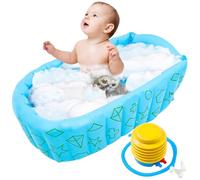 harupink Baignoire pour bébé, gonflable anatomique, portable, antidérapante, avec pompe à air, sans BPA, pataugeoire pour nouveau-nés, tout-petits (bleu)