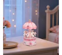 harupink Boîte à musique carrousel - Boîte à musique décorative avec LED colorées - Carrousel en résine - Pour fête d'anniversaire chaude et romantique - Cadeau musical pour petite amie, enfants