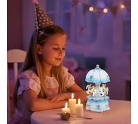 harupink Boîte à musique carrousel - Boîte à musique décorative avec LED colorées - Carrousel en résine - Pour fête d'anniversaire chaude et romantique - Cadeau musical pour petite amie, enfants