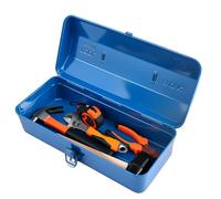 Harupink Boîte à Outils, Vide, 37 x 16 x 12 cm, Robuste, Durable, en Métal, avec Poignée de Transport et Verrouillage, Mallette de Transport Universelle, Bleue