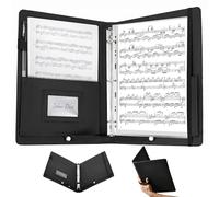 harupink Classeur de partitions en cuir synthétique pour partitions de musique, avec dragonne réglable et poche intérieure, classeur à 3 anneaux, noir, pour partitions jusqu'à DIN A4 (noir)