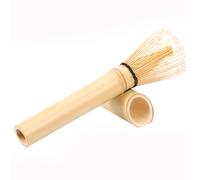 harupink Fouet à matcha à long manche, fouet en bambou avec support, fabriqué à la main en bambou naturel, chasen pour une mousse de matcha crémeuse parfaite, balai de 15 cm de long pour la plupart