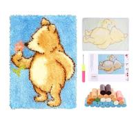 harupink Kit de tapis à nouer pour enfants, débutants et adultes, à nouer soi-même, kits de crochet latch avec pré-impression et programme d'apprentissage en anglais, kits de nouage à faire soi-même