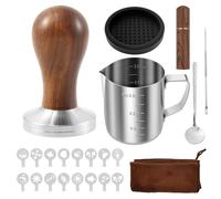 harupink Lot de 23 tampons à café Barista 51 mm en acier inoxydable - Contient un tamper à café amovible, un support, un pot à lait de 350 ml, 16 x moisissures, un outil WDT, une cuillère, une