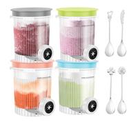 Harupink Lot de 4 récipients compatibles avec Ninja Swirl Creamy 450 ml, avec couvercles hermétiques et 4 cuillères, pour la série Ninja Creami NC700 NC701, sans BPA et passent au lave-vaisselle