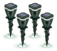 Harupink Lot de 4 répulsifs solaires anti-taupes à ultrasons avec vibration, répulsif à ultrasons, respectueux de l'environnement, étanche à la poussière, étanche IP44, pour le jardin