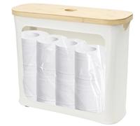 Harupink Panier de rangement pour papier toilette avec couvercle, rangement pour 9 à 12 rouleaux de papier toilette, pliable en bambou avec couvercle et poignée, pour salle de bain, chambre à coucher
