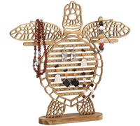 harupink Présentoir à bijoux en forme de tortue, en bois naturel, rangement multifonctionnel, rangement de bijoux pour colliers, bracelets, boucles d'oreilles, bagues, idée cadeau (marron)