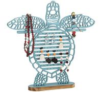 harupink Présentoir à bijoux en forme de tortue, en bois naturel, rangement multifonctionnel, rangement de bijoux pour colliers, bracelets, boucles d'oreilles, bagues, idée cadeau (vert)