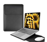 HaruYo 13-14 Pouces Housse pour Ordinateur Portable avec Support Fonction pour Laptop, PU Cuir Ordinateur Portable Sleeve pour MacBook Air/MacBook Pro/Surface Dell Lenovo HP ASUS Acer PC 13"-14", Noir