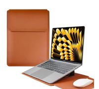 HaruYo 13-14 Pouces Housse pour Ordinateur Portable avec Support Font pour Laptop, PU Cuir Ordinateur Portable Sleeve pour MacBook Air/MacBook Pro/Surface Dell Lenovo HP ASUS Acer PC 13"-14", Brun