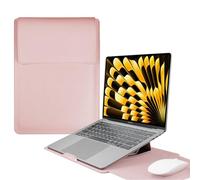 HaruYo 15-16" Housse pour Ordinateur Portable avec Support Font pour Laptop, PU Cuir Ordinateur Portable Sleeve pour MacBook Air/MacBook Pro/Surface Dell Lenovo HP ASUS Acer (15-16 Pouces | Rose)