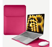 HaruYo 15-16" Housse pour Ordinateur Portable avec Support Font pour Laptop, PU Cuir Ordinateur Portable Sleeve pour MacBook Air/Pro/Surface Dell Lenovo HP ASUS Acer (15-16 Pouces | Rose Vif)