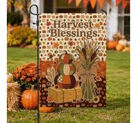 Harvest Blessings Patch de jardin Motif citrouilles 30,5 x 45,7 cm | Motif patchwork, drapeau de cour, lot de tiges de maïs, balle de foin rustique, feuillage d'automne, style ferme